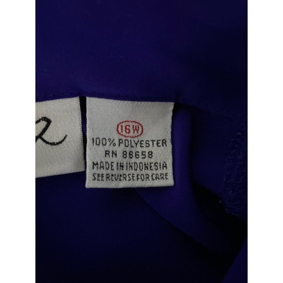Yves St Clair 2 VTG Button Down Shirt Washable 16W Bold Violet Blue Long Full Sl - Picture 6 of 8
